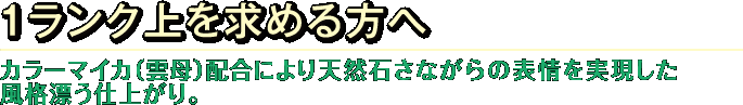 １ランク上を求める方へ カラーマイカ(雲母)配合により天然石さながらの表情を実現した風格漂う仕上がり。